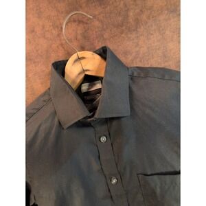 Michael Kors Mens Regular Fit Dress Shirt Black 100% Cotton Size M 15-15.5 34/35